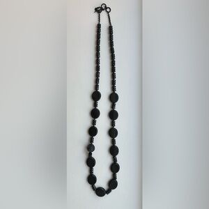 Black Chunky Bead Long Adjustable Necklace